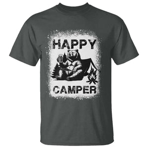 Camping Lover T Shirt Happy Camper Funny Bear Campfire Beer TS11 Dark Heather Print Your Wear