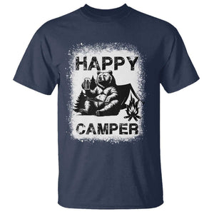 Camping Lover T Shirt Happy Camper Funny Bear Campfire Beer TS11 Navy Print Your Wear