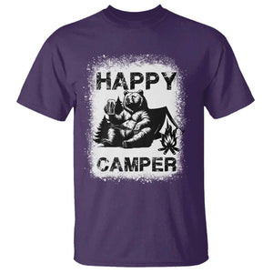 Camping Lover T Shirt Happy Camper Funny Bear Campfire Beer TS11 Purple Print Your Wear