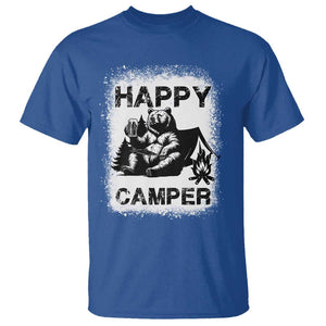 Camping Lover T Shirt Happy Camper Funny Bear Campfire Beer TS11 Royal Blue Print Your Wear