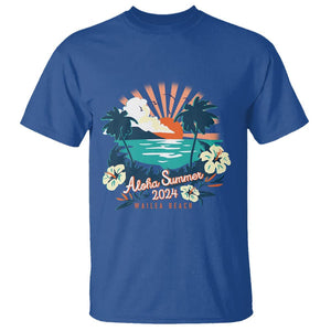 Summer Beach T Shirt Vintage Aloha Summer 2024 Wailea Hibiscus Flower TS11 Royal Blue Print Your Wear