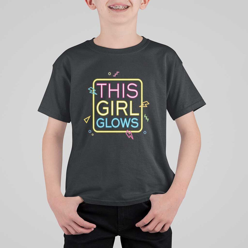 This Girl Glows T Shirt For Kid Neon Women Party Night TS11 Black Print Your Wear