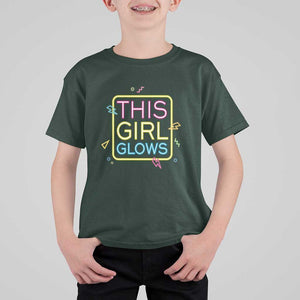 This Girl Glows T Shirt For Kid Neon Women Party Night TS11 Dark Forest Green Print Your Wear