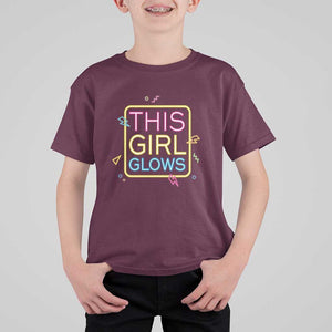 This Girl Glows T Shirt For Kid Neon Women Party Night TS11 Maroon Print Your Wear