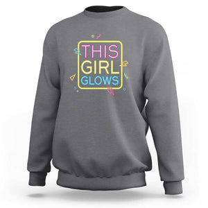 This Girl Glows Sweatshirt Neon Women Party Night TS11 Charcoal Print Your Wear