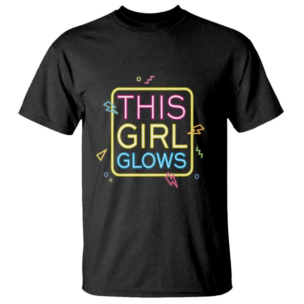 This Girl Glows T Shirt Neon Women Party Night TS11 Black Print Your Wear