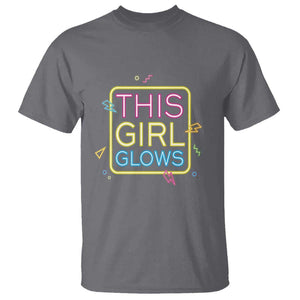 This Girl Glows T Shirt Neon Women Party Night TS11 Charcoal Print Your Wear