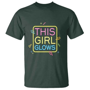 This Girl Glows T Shirt Neon Women Party Night TS11 Dark Forest Green Print Your Wear