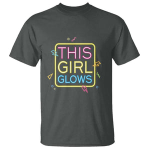 This Girl Glows T Shirt Neon Women Party Night TS11 Dark Heather Print Your Wear