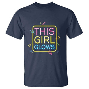 This Girl Glows T Shirt Neon Women Party Night TS11 Navy Print Your Wear