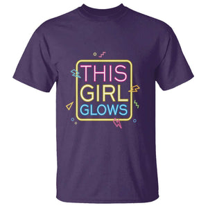 This Girl Glows T Shirt Neon Women Party Night TS11 Purple Print Your Wear