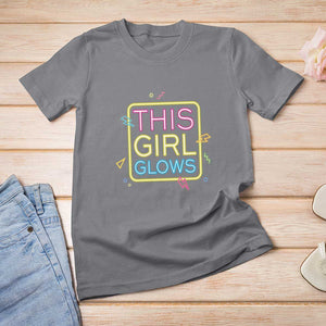 This Girl Glows T Shirt For Women Neon Women Party Night TS11 Charcoal Print Your Wear