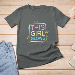 This Girl Glows T Shirt For Women Neon Women Party Night TS11 Dark Heather Print Your Wear