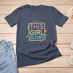 This Girl Glows T Shirt For Women Neon Women Party Night TS11 Navy Print Your Wear