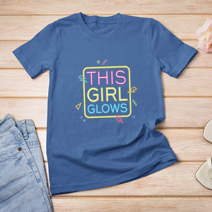 This Girl Glows T Shirt For Women Neon Women Party Night TS11 Royal Blue Print Your Wear