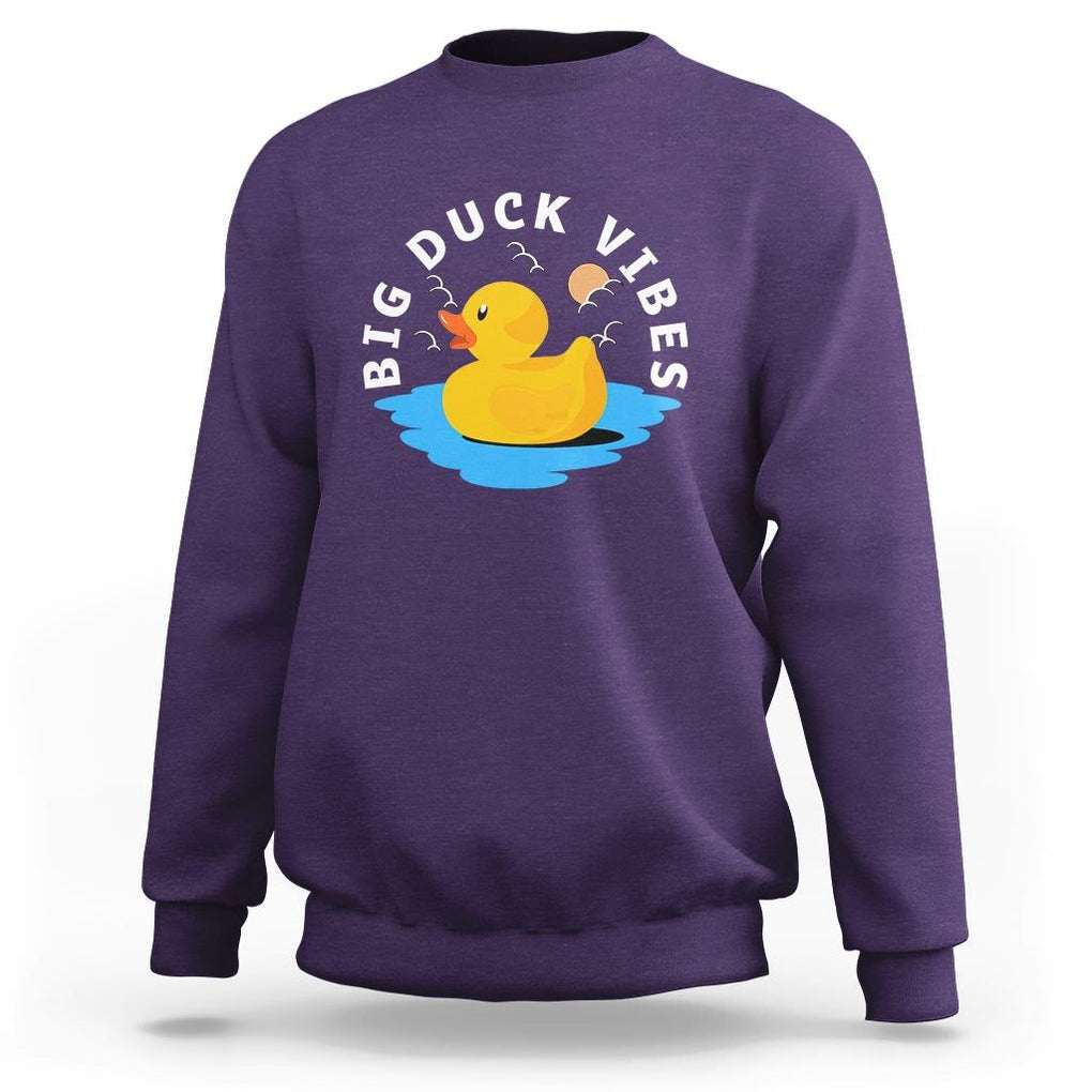 Rubber Ducky Sweatshirt Big Duck Vibes Cute Surfing Ocean Waves Summer Vacation TS11 Purple Print Your Wear