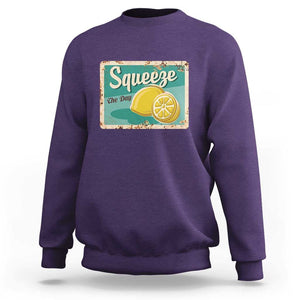 Funny Quote Sweatshirt Squeeze The Day Vintage Lemon TS11 Purple Print Your Wear