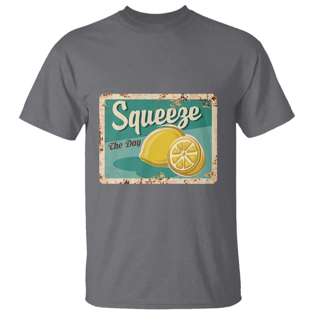 Funny Quote T Shirt Squeeze The Day Vintage Lemon TS11 Charcoal Print Your Wear