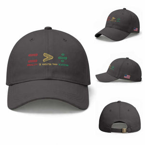 Juneteenth Equality Is Greater Than Division Baseball Cap Equal Rights Math Symbol TS11 Baseball Cap Universal Fit Dark Gray Print Your Wear