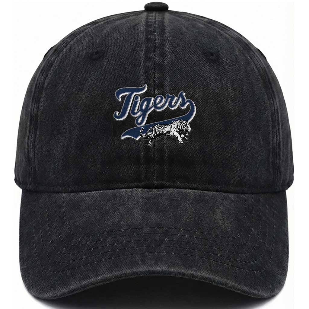Funny Tiger Lover Sports Name Baseball Washed Cotton Baseball Cap TS11 Washed Cap Universal Fit Black Print Your Wear