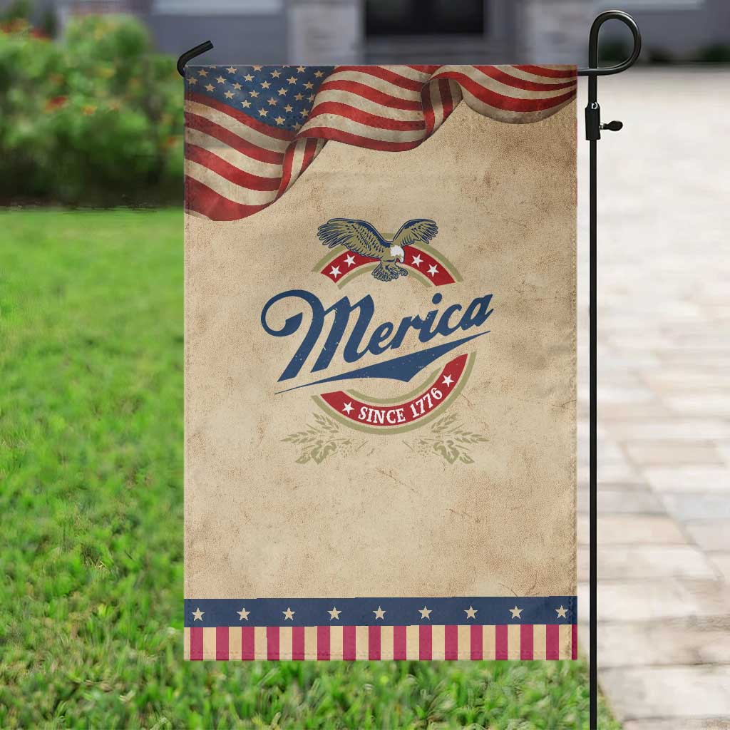 Funny Merica Since 1776 Garden Flag 4th of July Beer Lover Eagle TS11 Vintage Rustic Tan Navy Print Your Wear