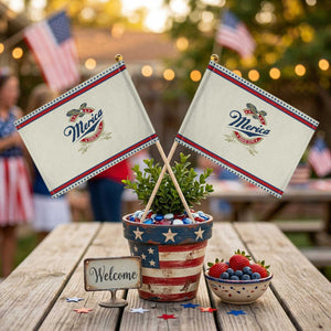 Funny Merica Since 1776 Patriotic Handheld Flag 4th of July Beer Lover Eagle TS11 Modern 8.2" × 5.5" Beige Red Print Your Wear