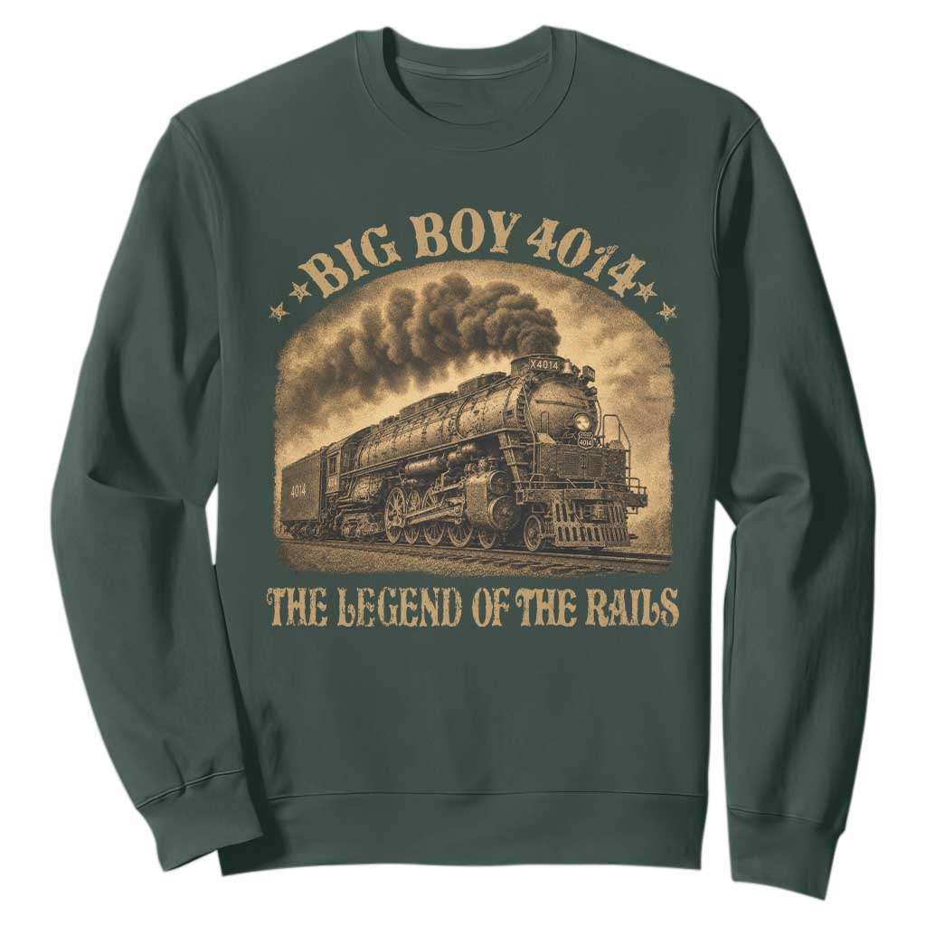 Steam Locomotive Legend of The Rails Train Sweatshirt TS11 Dark Forest Green Print Your Wear