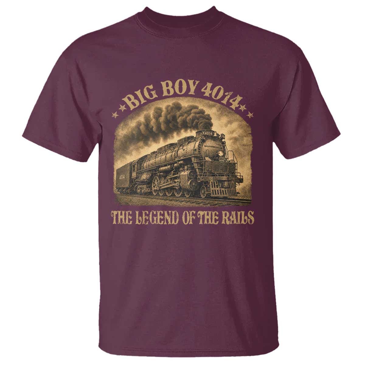 Steam Locomotive Legend of The Rails Train T Shirt TS11 Maroon Print Your Wear