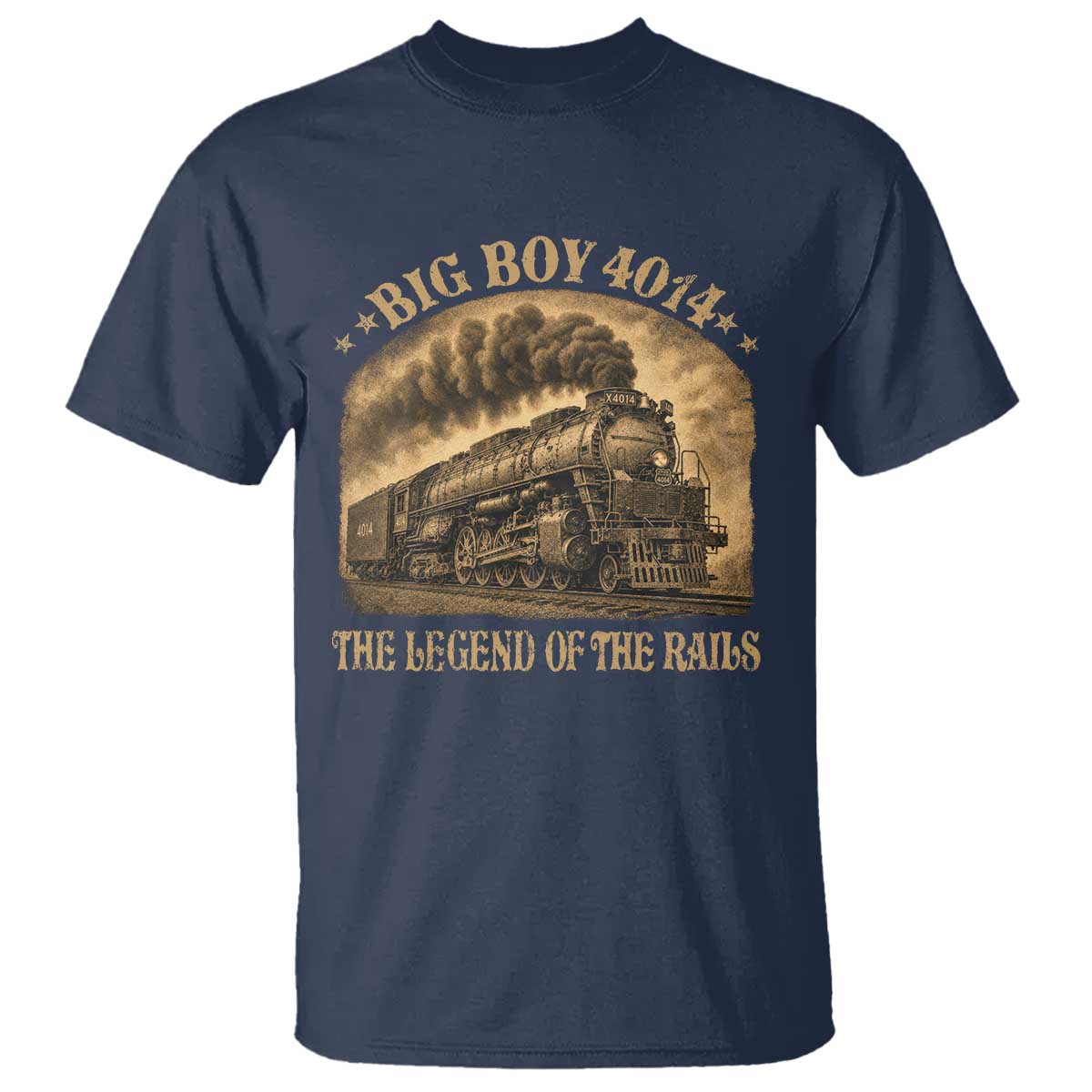 Steam Locomotive Legend of The Rails Train T Shirt TS11 Navy Print Your Wear