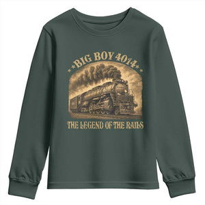 Steam Locomotive Legend of The Rails Train Youth Sweatshirt TS11 Dark Forest Green Print Your Wear