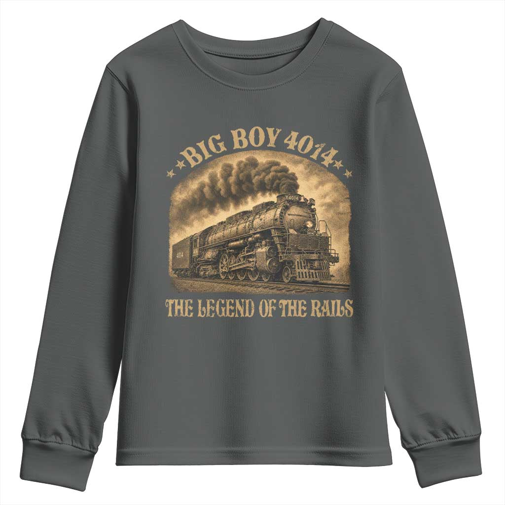 Steam Locomotive Legend of The Rails Train Youth Sweatshirt TS11 Dark Heather Print Your Wear