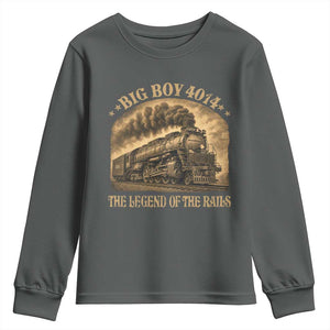 Steam Locomotive Legend of The Rails Train Youth Sweatshirt TS11 Dark Heather Print Your Wear