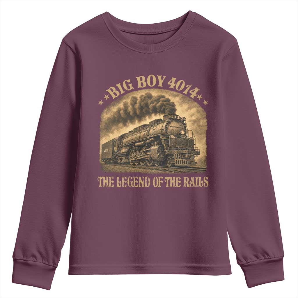 Steam Locomotive Legend of The Rails Train Youth Sweatshirt TS11 Maroon Print Your Wear