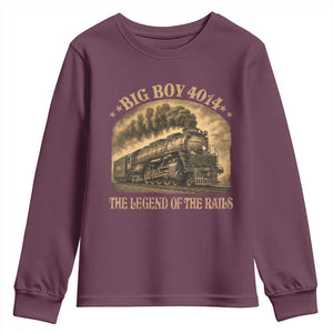 Steam Locomotive Legend of The Rails Train Youth Sweatshirt TS11 Maroon Print Your Wear
