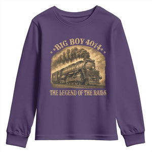 Steam Locomotive Legend of The Rails Train Youth Sweatshirt TS11 Purple Print Your Wear