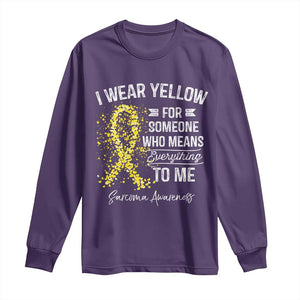 Sarcoma Awareness Long Sleeve Shirt I Wear Yellow For Someone Who Means Everything To Me TS11 Purple Print Your Wear