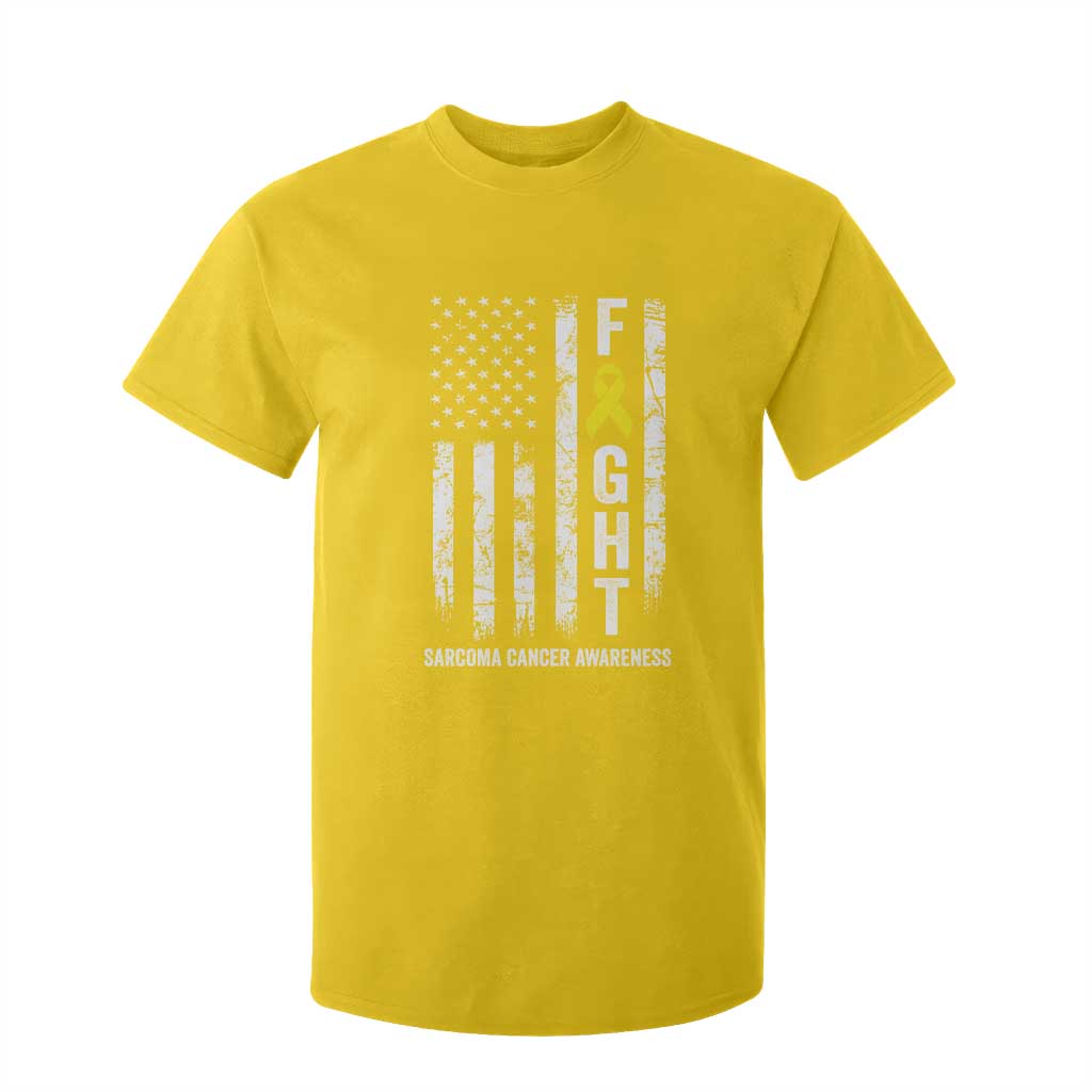 Fight Sarcoma Cancer Awareness T Shirt For Kid Yellow Ribbon Vintage American Flag TS11 Daisy Print Your Wear