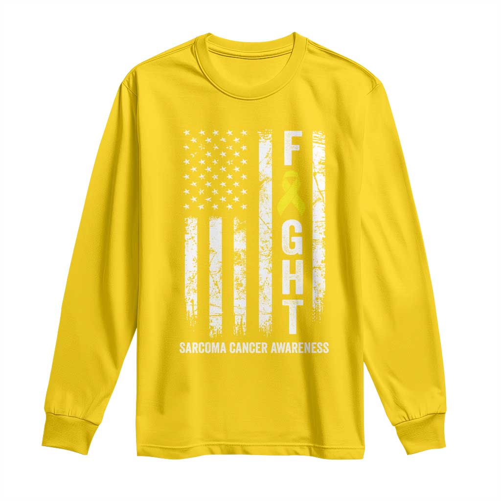 Fight Sarcoma Cancer Awareness Long Sleeve Shirt Yellow Ribbon Vintage American Flag TS11 Daisy Print Your Wear
