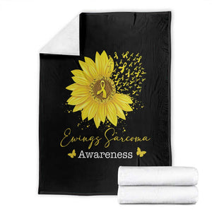 Ewings Sarcoma Awareness Throw Blanket Yellow Flower Petal Ribbons Sunflower TS11 Black Print Your Wear