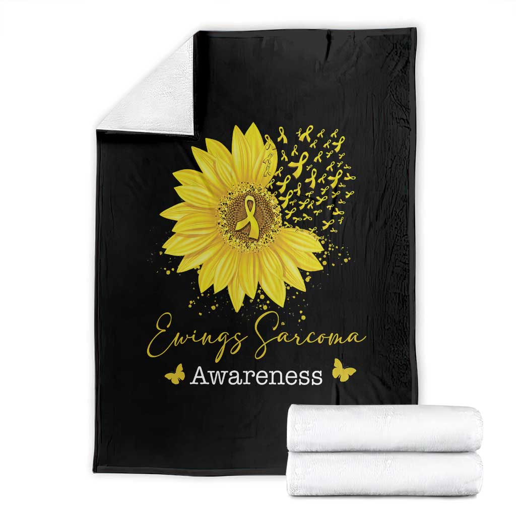 Ewings Sarcoma Awareness Throw Blanket Yellow Flower Petal Ribbons Sunflower TS11 Black Print Your Wear