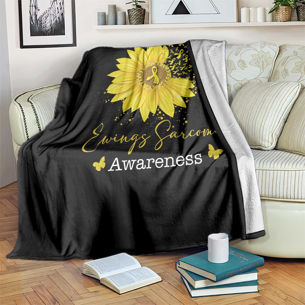 Ewings Sarcoma Awareness Throw Blanket Yellow Flower Petal Ribbons Sunflower TS11 Print Your Wear