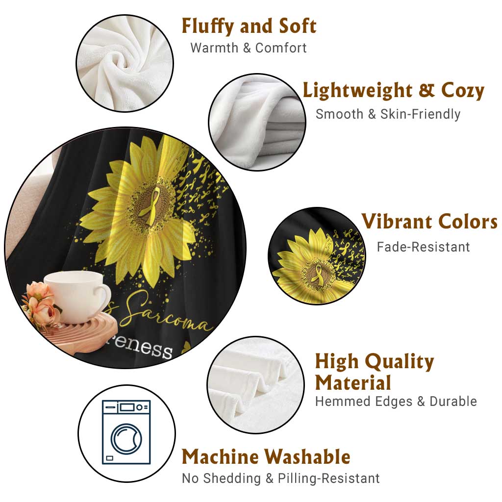 Ewings Sarcoma Awareness Throw Blanket Yellow Flower Petal Ribbons Sunflower TS11 Print Your Wear