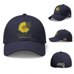 Ewings Sarcoma Awareness Baseball Cap Yellow Flower Petal Ribbons Sunflower TS11 Baseball Cap Universal Fit Navy Print Your Wear