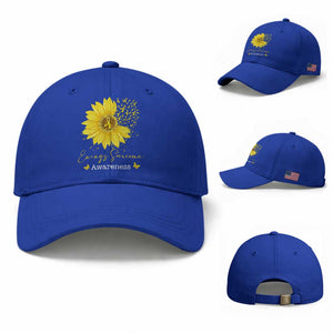 Ewings Sarcoma Awareness Baseball Cap Yellow Flower Petal Ribbons Sunflower TS11 Baseball Cap Universal Fit Royal Blue Print Your Wear