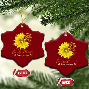 Ewings Sarcoma Awareness Ceramic Ornament Yellow Flower Petal Ribbons Sunflower TS11 Print Your Wear