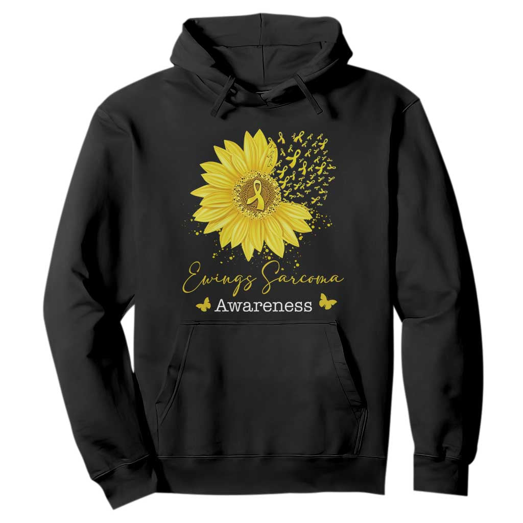 Ewings Sarcoma Awareness Hoodie Yellow Flower Petal Ribbons Sunflower TS11 Black Print Your Wear