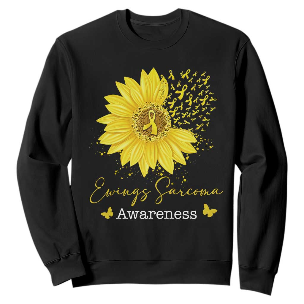 Ewings Sarcoma Awareness Sweatshirt Yellow Flower Petal Ribbons Sunflower TS11 Black Print Your Wear