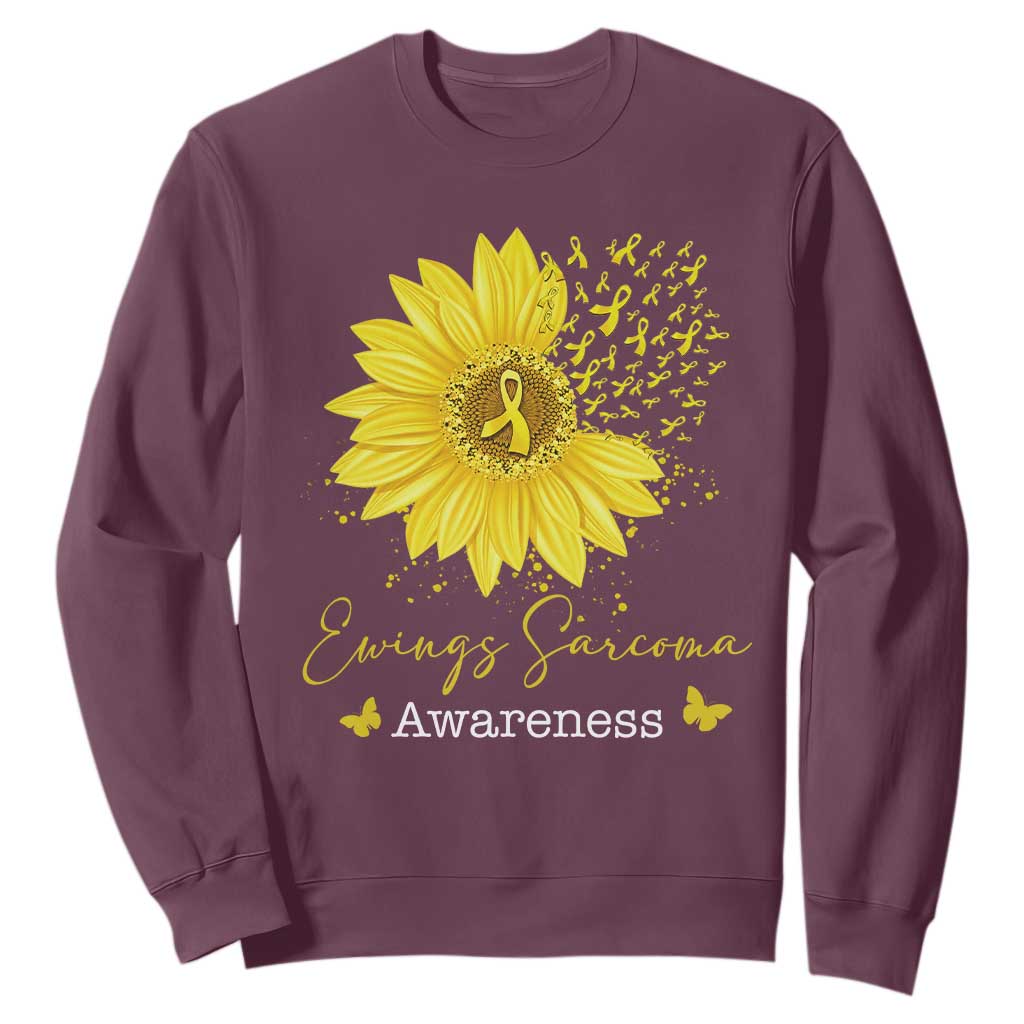 Ewings Sarcoma Awareness Sweatshirt Yellow Flower Petal Ribbons Sunflower TS11 Maroon Print Your Wear