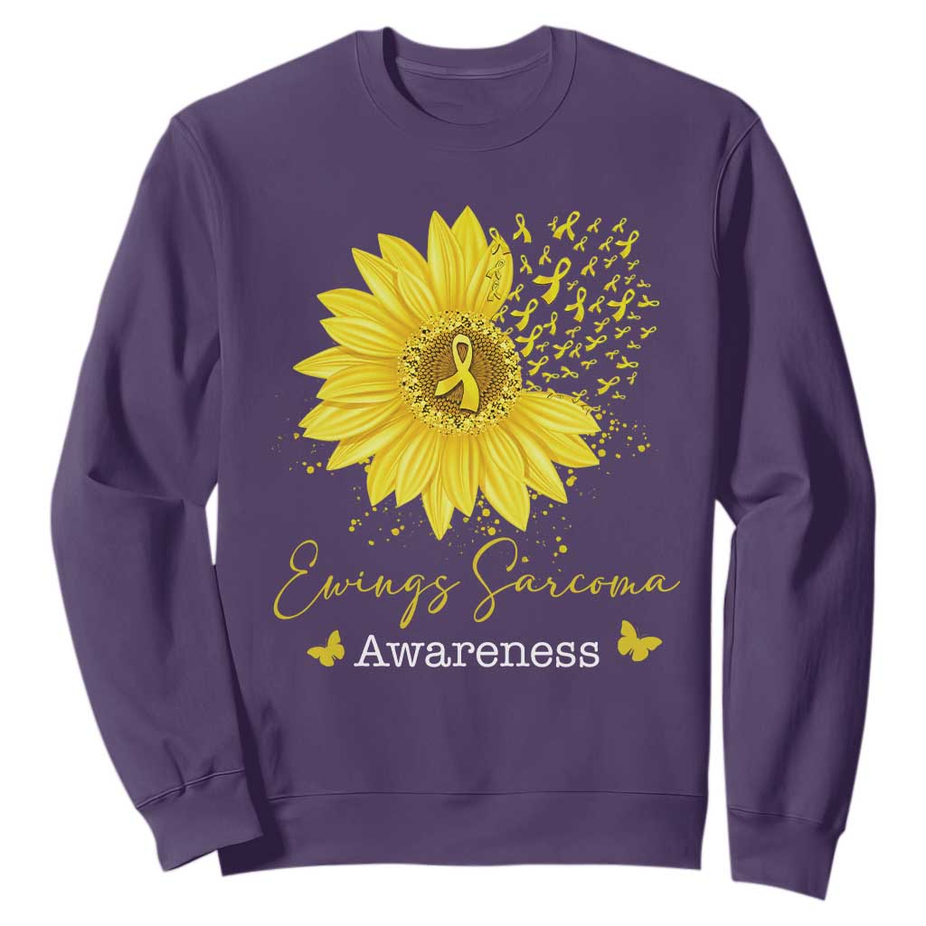 Ewings Sarcoma Awareness Sweatshirt Yellow Flower Petal Ribbons Sunflower TS11 Purple Print Your Wear