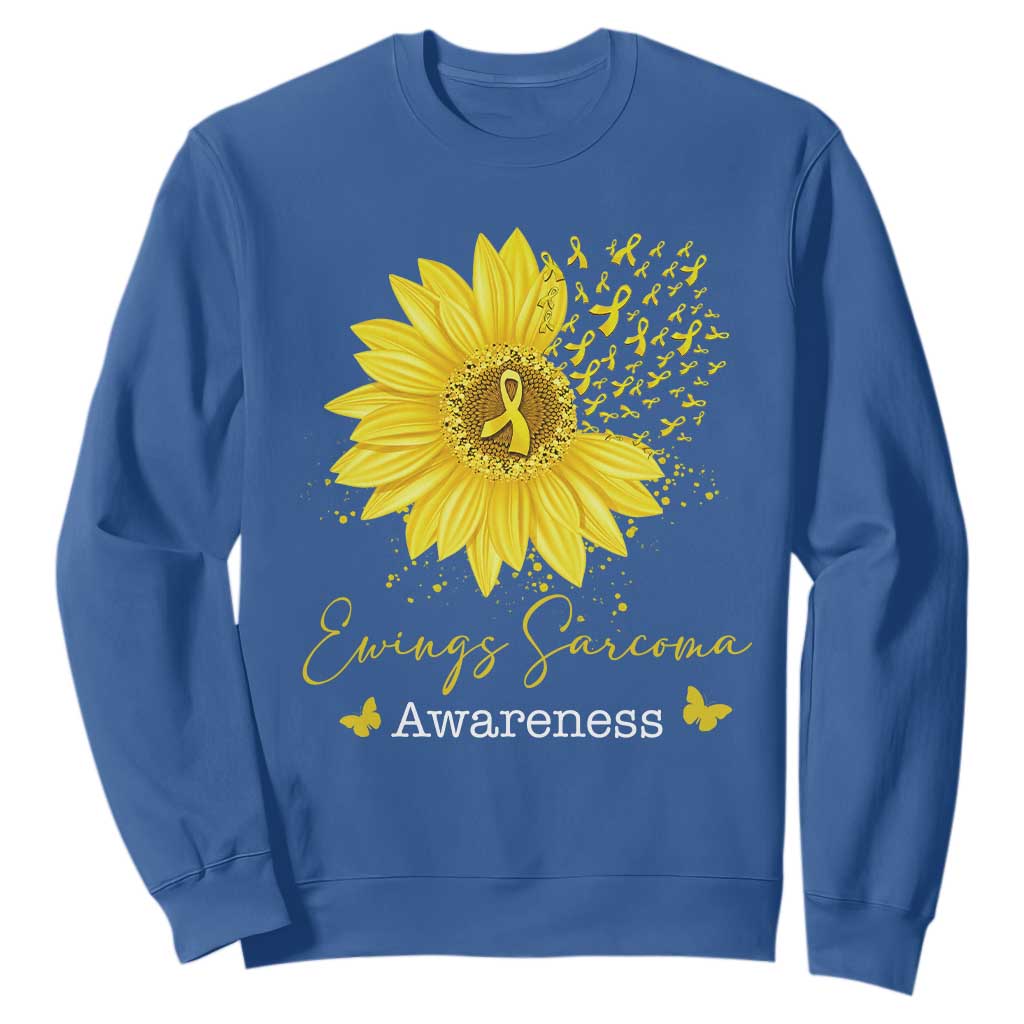 Ewings Sarcoma Awareness Sweatshirt Yellow Flower Petal Ribbons Sunflower TS11 Royal Blue Print Your Wear